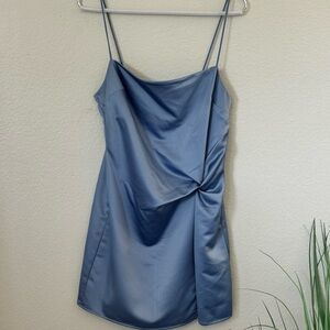 Elegant Blue Satin Dress